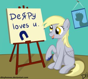 Rating: Safe Score: 0 Tags: absurd_res amber_eyes blonde_hair derpy_hooves_(mlp) ditzyhooves e621 equid equine feathered_wings feathers female feral friendship_is_magic fur grey_body grey_feathers grey_fur hair hasbro hi_res long_hair mammal my_little_pony mythological_creature mythological_equine mythology paint pegasus photo sign sitting solo text tongue tongue_out wings yellow_eyes User: bunchy7s