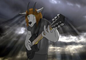 Rating: Safe Score: 0 Tags: 4gamereapers 5_fingers anthro beard biped black_horn black_nose bovid brown_hair caprine clothed clothing cloud cybermarine cyberslade e621 electric_guitar facial_hair fingers fur goat green_eyes grey_clothing grey_shirt grey_topwear guitar hair half-length_portrait horn light light_beam long_ears long_hair male mammal mixed_media musical_instrument outside photo_background photography_(artwork) playing_guitar playing_music plucked_string_instrument portrait shirt sky skyscape solo standing straps string_instrument sunbeam sunlight topwear washburn_guitars washburn_wi14 white_body white_skin User: bunchy7s