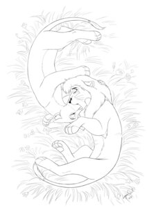 Rating: Safe Score: 0 Tags: 4_toes bird's-eye_view black_and_white canon_couple disney duo e621 eye_scar facial_scar feet felid female feral french_kissing grass hair hi_res high-angle_view kiara_(the_lion_king) kissing kovu_(the_lion_king) line_art lion looking_at_another lying male mammal mane monochrome nude on_side pantherine plant reallynxgirl scar tail tail_tuft the_lion_king toes tuft whiskers User: bunchy7s