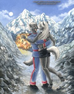 Rating: Safe Score: 0 Tags: 2006 anthro bear bottomwear canid canine clothing detailed detailed_background duo e621 explosion female fox hug kacey knife male mammal midriff mountain outside shorts tail toony uniform User: bunchy7s