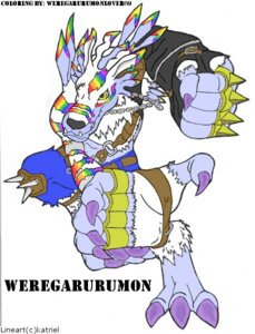 Rating: Safe Score: 0 Tags: anthro bandai_namco belt brass_knuckles canid canine chain chest_tuft claws digimon digimon_(species) e621 fur katriel knee_pads male mammal melee_weapon rainbow scar simple_background solo spikes stripes tuft weapon weregarurumon white_background yellow_eyes yiffy_foxy zipper User: bunchy7s