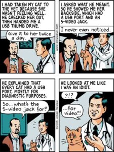 Rating: Explicit Score: 0 Tags: base_two_layout borderless_panel comic dialogue doctor domestic_cat domestic_pet e621 electronics english_text felid feline felis feral four_frame_grid four_frame_image grid_layout group human interrobang jesse_reklaw low_res male mammal medical medical_instrument meme regular_grid_layout scientific_instrument stethoscope tail text the_more_you_know two_row_layout usb usb_compatible usb_drive usb_port veterinarian what User: bunchy7s