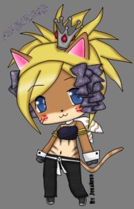 Rating: Safe Score: 0 Tags: 9:14 :3 alpha_channel anthro blonde_hair blue_eyes bottomwear brown_body brown_fur chibi clothing crown domestic_cat e621 felid feline felis female fur gaia_online hair headgear jokaneko low_res mammal midriff navel pants solo stripes tail User: bunchy7s