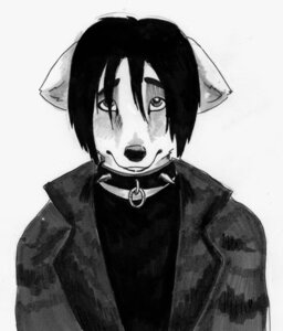 Rating: Safe Score: 0 Tags: alternative_fashion anthro black_hair canid canine canis clothed clothing collar domestic_dog e621 emo front_view fully_clothed fur greyscale hair half-length_portrait jacket looking_at_viewer male mammal monochrome portrait shirt short_hair simple_background solo spiked_collar spikes sugarsphinx topwear white_background white_body white_fur User: bunchy7s