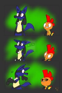 Rating: Safe Score: 0 Tags: ambiguous_gender anthro black_body black_fur blue_body blue_fur butt canid canine dat_ass_(meme) distracting_watermark duo e621 fur generation_4_pokemon generation_5_pokemon humor lucario mammal meme nintendo pokemon pokemon_(species) potoobrigham red_eyes scrafty tail watermark white_eyes yellow_body yellow_fur User: bunchy7s