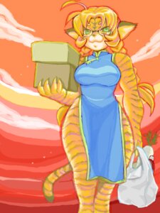 Rating: Safe Score: 0 Tags: 2008 3:4 ahoge anthro asian_clothing bag big_breasts biped black_nose bottle box braided_hair breasts chinese_clothing chinese_dress clothing cloud container daikon_radish dress e621 east_asian_clothing eyewear felid female food fujimaru_ao fur glasses green_eyes groceries hair holding_bag holding_box holding_container holding_object looking_at_viewer low-angle_view mammal orange_body orange_fur orange_hair outside pantherine plant radish shopping_bag sky skyscape solo standing striped_body striped_fur stripes sunset tail tiger vegetable wide_hips User: bunchy7s