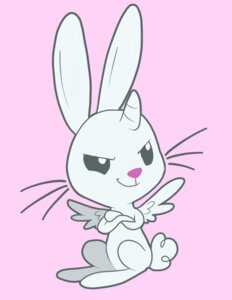 Rating: Safe Score: 0 Tags: angel_(mlp) blue_background crossed_arms e621 feathered_wings feathers feral friendship_is_magic fur hasbro horn lagomorph leporid male mammal my_little_pony pixel-prism rabbit simple_background smile solo standing white_body white_fur wings User: bunchy7s