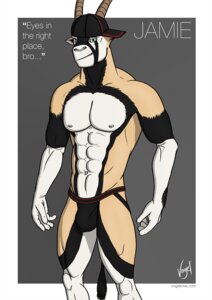 Rating: Questionable Score: 0 Tags: 2014 abs antelope anthro athletic biceps bovid bulge clothed clothing e621 english_text fur grazing_antelope hat headgear headwear hi_res jamie_the_oryx jockstrap male mammal muscular muscular_anthro nipples oryx pecs simple_background solo text topless underwear vogelrove User: bunchy7s