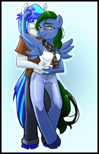Rating: Safe Score: 0 Tags: absurd_res amber_eyes anthro blush breasts duo e621 elegy_keys_(mlp) equid equine eyes_closed eyewear fan_character feathered_wings feathers female glasses hair hasbro hi_res male mammal multicolored_hair my_little_pony mythological_creature mythological_equine mythology pegasus scarf smile tail treble_keys_(mlp) unknown_artist wings User: bunchy7s