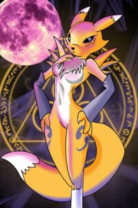 Rating: Questionable Score: 0 Tags: 2:3 abstract_background anthro armwear bandai_namco biped black_sclera blue_eyes breasts bridal_gauntlets canid canine chest_tuft clothing digimon digimon_(species) dipstick_tail e621 female fur hands_on_hips looking_at_viewer mammal markings megadrivesonic moon mostly_nude night outside pose renamon simple_background solo standing tail tail_markings tuft white_body white_fur yellow_body yellow_fur User: bunchy7s
