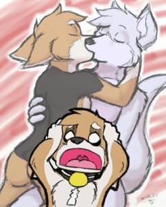 Rating: Questionable Score: 0 Tags: 2011 abstract_background anthro canid canine canis chess_piece collar collar_only digital_drawing_(artwork) digital_media_(artwork) domestic_dog e621 fox_(housepets!) gay_panic group herding_dog housepets! husky king_(chess) king_(housepets!) kiss_on_lips kissing male male/male mammal nogitsunegabriel nordic_sled_dog nude pastoral_dog romantic romantic_couple screaming spitz tail third-party_edit welsh_corgi User: bunchy7s
