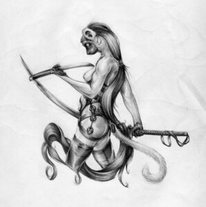 Rating: Questionable Score: 0 Tags: 2009 accessory breasts e621 female garter greyscale grin hair kyt_lyn_tao lemur long_hair lupinator mammal melee_weapon monochrome nipples nude pinup pose primate side_boob sifaka smile solo straps strepsirrhine sword tail verreaux's_sifaka wakizashi weapon User: bunchy7s