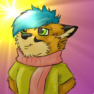 Rating: Safe Score: 0 Tags: 1:1 2009 anthro canid canine clothed clothing digital_media_(artwork) e621 fox foxy_(ayatofoxytails) green_eyes kawolfsdream male mammal scarf shirt solo sun topwear User: bunchy7s