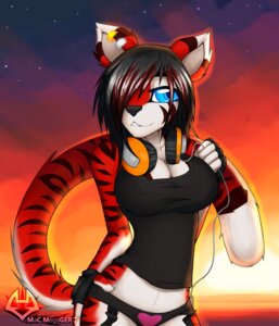 Rating: Safe Score: 0 Tags: anthro big_breasts black_hair black_nose blue_eyes breasts cherry_(macmegagerc) cleavage clothed clothing e621 ear_piercing electronics felid female fur hair hair_over_eye headphones looking_at_viewer macmegagerc mammal one_eye_obstructed pantherine panties piercing red_body red_fur red_hair shirt smile solo tank_top tiger topwear underwear User: bunchy7s