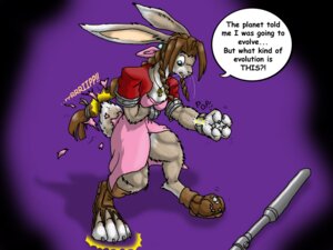 Rating: Safe Score: 0 Tags: 4:3 aerith_gainsborough anthro biped bottomwear catmonkshiro clothing e621 english_text female final_fantasy final_fantasy_vii footwear lagomorph leporid mammal pants paws rabbit shoes solo square_enix teeth text transformation User: bunchy7s