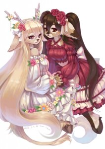 Rating: Safe Score: 0 Tags: 2012 alternative_fashion anthro blonde_hair brown_eyes classic_lolita clothing country_lolita deer digital_media_(artwork) digital_painting_(artwork) dress duo e621 female flower hair hi_res j-fashion jewelry kemono kiirei_(character) lolita_(fashion) long_hair looking_at_viewer mammal marie_sleeves painting_(artwork) pink_eyes plant red_eyes ribbons simple_background sitting suan-cat tail tail_tuft tuft unknown_species white_background young young_anthro User: bunchy7s
