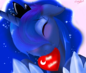 Rating: Safe Score: 0 Tags: blue_body blue_fur blue_hair blush e621 equid equine eyes_closed female friendship_is_magic fur hair happy hasbro heart_symbol holidays horn kuracheetah mammal my_little_pony mythological_creature mythological_equine mythology princess_luna_(mlp) solo unicorn valentine's_day User: bunchy7s