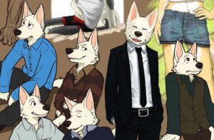 Rating: Safe Score: 0 Tags: 2012 anthro belt black_nose bottomwear boxer_briefs brown_background canid canine clothed clothing e621 faceless_character fox fully_clothed fur group lobotalow looking_at_viewer male mammal multiple_poses pose shorts simple_background suit tail topwear underwear vest white_body white_fur User: bunchy7s
