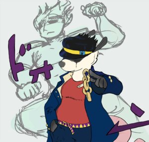 Rating: Safe Score: 0 Tags: american_opossum anthro chain chain_accessory clothing cosplay crossover duo e621 female gesture hand_gesture human jacket japanese_text jojo's_bizarre_adventure jojo_pose jotaro's_hat jotaro_kujo male mammal marsupial meme parody pointing poppy_opossum stand_(jjba) star_platinum stardust_crusaders text topwear unknown_artist virginia_opossum yare_yare_daze User: bunchy7s