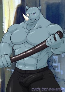 Rating: Explicit Score: 0 Tags: abs anthro biceps big_muscles bulge clothed clothing detailed_bulge e621 genital_outline horn huge_muscles looking_at_viewer male mammal manya muscular muscular_anthro muscular_male pecs penis_outline pose rhinoceros solo topless weapon User: bunchy7s