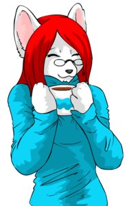 Rating: Safe Score: 0 Tags: :3 anthro beverage canid canine canis clothing coffee coffee_mug container cup domestic_dog e621 eyewear female food glasses hair holding_container holding_cup holding_object ivy_shun mammal red_hair seraphimmoonshadow solo sweater topwear turtleneck User: bunchy7s