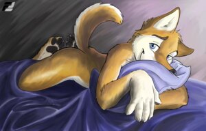 Rating: Questionable Score: 0 Tags: anthro bed bed_sheet bedding biped blitzenmutt_(fluke) blue_eyes canid canine e621 fluke fur furniture hug hugging_object hugging_pillow inside looking_at_viewer lying male mammal nude on_bed pillow smile solo tail User: bunchy7s