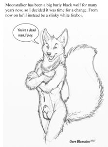Rating: Explicit Score: 0 Tags: 2007 alternate_form angry animal_genitalia anthro april_fools'_day arm_tuft athletic athletic_anthro athletic_male balls biceps big_tail biped black_and_white canid canine cheek_tuft chest_tuft collar collar_only collar_ring collar_tag crossed_arms crossed_legs crotch_lines dialogue e621 elbow_tuft english_text eyebrows eyelashes facial_tuft fluffy fluffy_tail fox front_view fully_sheathed fur fur_tuft genitals glistening glistening_nose head_tuft hip_tuft holidays inner_ear_fluff knee_tuft leg_tuft long_tail male mammal monochrome moonstalker_(character) navel neck_tuft nude open_mouth pointy_ears portrait prick_ears richard_foley sharp_teeth sheath shoulder_tuft simple_background sketch slim small_waist snout solo speech_bubble standing tail teeth text three-quarter_portrait tongue traditional_media_(artwork) tuft v-cut white_background User: bunchy7s