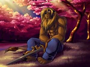 Rating: Safe Score: 0 Tags: 2013 4:3 4_toes abs ango76 anthro athletic barefoot biceps big_muscles biped black_nose black_pawpads blonde_hair blue_eyes bottomwear brown_body brown_fur claws clothed clothing curling_toes denim denim_bottomwear denim_clothing e621 feet felid fur hair jeans lion long_hair male mammal mane matt_valkyrie melee_weapon muscular muscular_anthro muscular_male pantherine pants pawpads paws pecs plant pose sitting soles solo sword tattoo toe_claws toes topless tree weapon User: bunchy7s