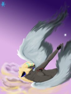 Rating: Questionable Score: 0 Tags: alternative_fashion anthro blood bodily_fluids canid canine canis domestic_dog e621 emo falling feathered_wings feathers hi_res male mammal novabulff solo wings wounded User: bunchy7s