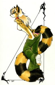 Rating: Questionable Score: 0 Tags: anthro bell blonde_hair bottomwear breasts clothed clothing collar e621 female footwear hair jaybee legwear linsang looking_at_viewer mammal nipples pants side_boob socks solo stripes tail thong thong_straps underwear undressing viverrid User: bunchy7s