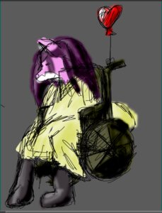 Rating: Safe Score: 0 Tags: ambiguous_gender anthro bedding blanket canid canine de_leon e621 fox fox5324 grey_background hair heart_symbol mammal megagirl567 simple_background solo vehicle wheelchair User: bunchy7s