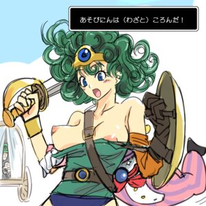 Rating: Questionable Score: 0 Tags: 1girls blue_eyes blush breasts circlet clothing dragon_quest dragon_quest_iv female green_hair hat heroine heroine_(dq4) japanese_text michael_f91 nipples rule34 shield short_green_hair small_breasts square_enix sword text tiara translated weapon User: bunchy7s