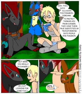 Rating: Questionable Score: 0 Tags: anthro bdsm black_body black_fur blue_body blue_fur blush bondage bound bruised canid canine comic detailed_background dusty's_poke'adventure dusty_(dusty) e621 english_text female forest frustrated fur generation_4_pokemon generation_5_pokemon human lagomorph lopunny lucario male mammal nintendo outside plant pokedex pokemon pokemon_(species) reading rope text tree tydrian yellow_body yellow_fur zoroark User: bunchy7s