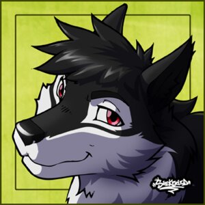 Rating: Safe Score: 0 Tags: 1:1 anthro black_body black_fur black_hair border bust_portrait canid canine canis e621 fur green_background hair icon looking_at_viewer low_res male mammal portrait red_eyes siekfried simple_background smile solo white_body white_fur wolf yellow_border User: bunchy7s