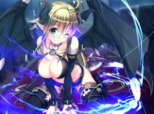 Rating: Questionable Score: 0 Tags: ahoge all_fours armwear bare_shoulders big_breasts black_clothing black_legwear blonde_hair blush boots breasts chain cleavage clothed clothing demon detached_sleeves e621 fangs female footwear garter_straps green_eyes hair horn humanoid humanoid_pointy_ears jewelry legwear long_hair looking_at_viewer membrane_(anatomy) membranous_wings not_furry one_eye_closed pointy_ears ring shoes solo teeth thigh_boots thigh_highs wings wink yam2344 User: bunchy7s