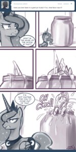 Rating: Safe Score: 0 Tags: 1:2 2012 ask_blog comic container crown cutie_mark dialogue duo e621 english_text equid equine feathered_wings feathers female feral food friendship_is_magic hasbro headgear hi_res horn jar jelly_(food) john_joseco mammal my_little_pony mythological_creature mythological_equine mythology princess_celestia_(mlp) princess_luna_(mlp) sibling_(lore) sister_(lore) sisters_(lore) sticky tail text tumblr user_avatar winged_unicorn wings User: bunchy7s