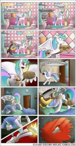 Rating: Questionable Score: 0 Tags: 2012 antlers ass_up az-pekt bathroom blood blue_body blue_feathers blush bodily_fluids butt chimera comic cutie_mark discord_(mlp) draconequus duo e621 english_text equid equine feathered_wings feathers female feral friendship_is_magic fur hair hasbro hi_res horn humor kick mammal membrane_(anatomy) membranous_wings multicolored_hair my_little_pony mythological_creature mythological_equine mythology princess_celestia_(mlp) purple_eyes red_eyes text toilet url white_body white_feathers white_fur winged_unicorn wings User: bunchy7s