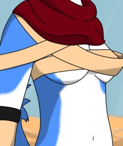 Rating: Questionable Score: 0 Tags: absurd_res blue_background blue_body blue_fur breasts clothed clothing desert e621 female fur hi_res navel outside raifox simple_background skimpy solo User: bunchy7s