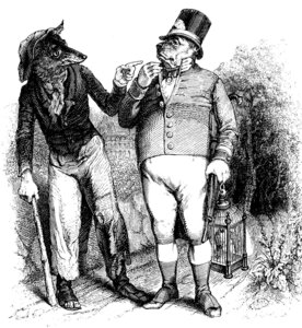 Rating: Safe Score: 0 Tags: 1855 19th_century alternative_fashion ancient_art anthro black_and_white cage canid canine canis clothed clothing cosplay domestic_dog duo e621 fully_clothed hat headgear headwear hi_res historical_european_clothing jean-jacques_grandville les_fables_de_la_fontaine male mammal monochrome pen_(artwork) steampunk stick suit traditional_media_(artwork) umbrella victorian wolf User: bunchy7s