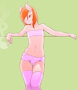Rating: Explicit Score: 0 Tags: 4_fingers anthro bulge cigarette clothed clothing demon detailed_bulge e621 femboy fingers front_view genital_outline hair hair_over_eye hear_(artist) holding_object horn legwear looking_at_viewer male midriff nipple_outline one_eye_obstructed orange_hair penis_outline red_eyes smoke smoking smoking_cigarette solo spread_arms topwear tube_top User: bunchy7s