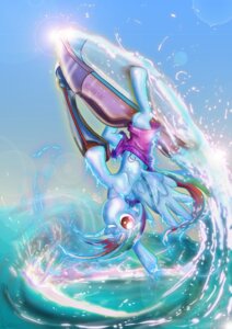 Rating: Safe Score: 0 Tags: 2012 absurd_res blue_body blue_feathers blue_fur bottomwear clothing detailed_background e621 equid equine feathered_wings feathers female friendship_is_magic fur hair hasbro hi_res jetski mammal multicolored_hair my_little_pony mythological_creature mythological_equine mythology outside pegasus pink_eyes rainbow_dash_(mlp) rainbow_hair sea shorts sky smile solo swimwear tail toonlancer upside_down water wave wings User: bunchy7s