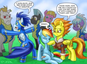 Rating: Safe Score: 0 Tags: blue_body blue_feathers blue_fur bulk_biceps_(mlp) comic dialogue e621 english_text equid equine feathered_wings feathers female feral friendship_is_magic fur group hair hasbro male mammal multicolored_hair my_little_pony mythological_creature mythological_equine mythology pegasus pluckyninja quadruped rainbow_dash_(mlp) rainbow_hair soarin_(mlp) spitfire_(mlp) tail text wings wonderbolts_(mlp) User: bunchy7s