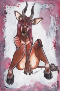Rating: Questionable Score: 0 Tags: abstract_background antelope anthro areola biped bongo_(antelope) bovid bovine breasts cloven_hooves covering covering_crotch covering_self e621 female hooves horn looking_at_viewer mammal nipples nude red_eyes shiverz sitting solo spiral-horned_antelope spread_legs spreading tail tail_tuft tuft User: bunchy7s