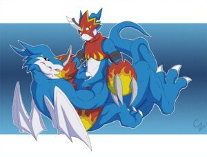 Rating: Questionable Score: 0 Tags: 2011 anthro armor bandai_namco biceps big_muscles blue_body blue_skin blush claws clothing countershading digimon digimon_(species) dragon duo e621 exveemon fangs featureless_crotch flamedramon horn larger_male level_difference lying male male/male membrane_(anatomy) membranous_wings muscular muscular_male mythological_creature mythological_scalie mythology on_back red_eyes scalie shirt size_difference smaller_male spidersnax tail teeth topwear wings User: bunchy7s