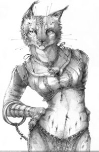Rating: Safe Score: 0 Tags: anthro biped breasts bubblewolf clothed clothing collar e621 ear_tuft felid feline female fur graphite_(artwork) greyscale hand_on_hip jewelry looking_at_viewer lynx mammal midriff monochrome navel navel_piercing piercing simple_background small_breasts solo standing topwear traditional_media_(artwork) tuft whiskers white_background User: bunchy7s