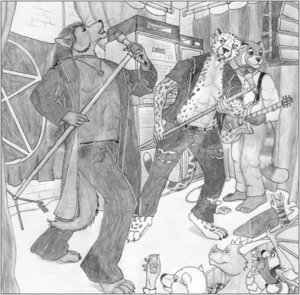 Rating: Safe Score: 0 Tags: ailurid alternative_fashion anthro band barefoot canid canine canis cheetah detailed detailed_background domestic_dog dragon e621 electric_guitar electronics feet felid feline goth graphite_(artwork) greyscale group guitar husky icebear male mammal metal microphone monochrome musical_instrument mythological_creature mythological_scalie mythology nordic_sled_dog occult_symbol pentacle pentagram playing_guitar playing_music plucked_string_instrument scalie singing sketch spitz storm string_instrument symbol tail traditional_media_(artwork) unknown_artist User: bunchy7s