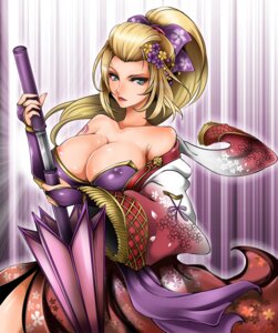 Rating: Questionable Score: 0 Tags: 1041_(pixiv) areola_slip areolae bare_shoulders blonde_hair breasts cleavage female female_only green_eyes huge_breasts japanese_clothes long_hair nipple_slip nipples rule34 setsuka_(soulcalibur) solo soul_calibur sword tattoo umbrella weapon User: bunchy7s