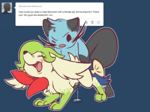 Rating: Explicit Score: 0 Tags: 4:3 bodily_fluids breasts canid canine cum dewott duo e621 english_text female feral from_behind_position fur generation_4_pokemon generation_5_pokemon genital_fluids interspecies legendary_pokemon male male/female mammal mustelid nintendo open_mouth pokemon pokemon_(species) sex shaymin simple_background sky_forme_shaymin text tongue whimsydreams User: bunchy7s