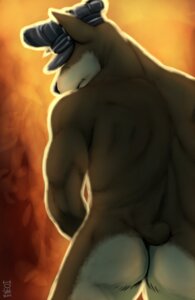 Rating: Questionable Score: 0 Tags: 2011 anthro backlighting biped black_nose brown_body brown_fur butt canid canine canis clothing domestic_dog e621 fur hat hat_only headgear headgear_only headwear headwear_only howz light lighting male mammal mostly_nude muscular muscular_anthro muscular_male peaked_cap pose rear_view short_tail simple_background solo standing tail User: bunchy7s