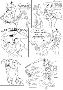 Rating: Questionable Score: 0 Tags: anthro black_and_white canid canine e621 english_text fanboy featureless_crotch female fox greyofpta group insult juston_decristofaro male mammal mildred monochrome tail tank_model_vixen text User: bunchy7s